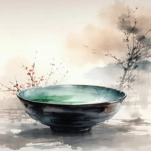 Serene Ink Wash Bowl in Chinese Tradition
