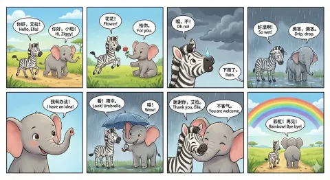 Zebra & Elephant Find Rainbow