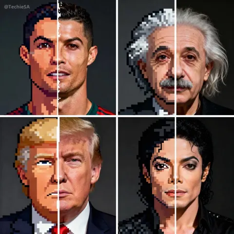 Pixel To Realistic Split Portrait Art