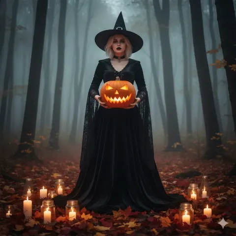 Halloween Pumpkin Lantern Girl