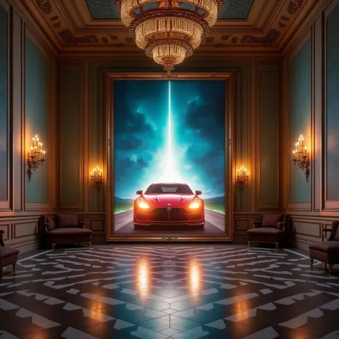 Glowing Car Portrait in an Enchanted Hall