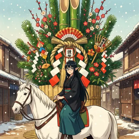 New Year Elf Kimono Card