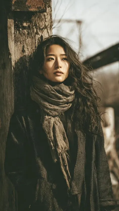 Grunge Girl Under Fading Sunlight