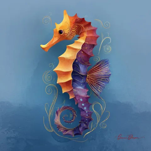 Abstract Vibrant Seahorse Art