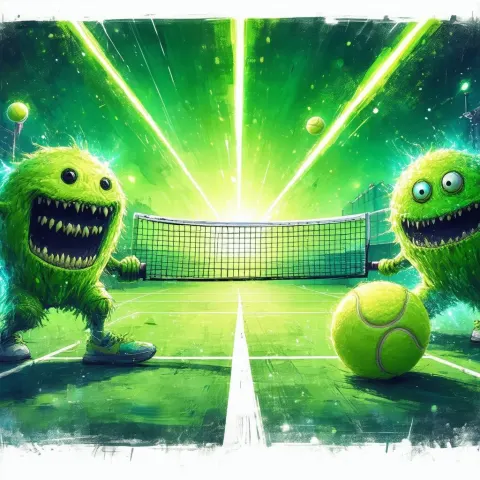 Tennis Ball Monsters Duel With Lasers and Magic