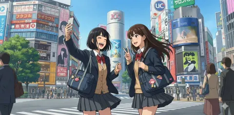 Shibuya Anime Girls Friendship Moment