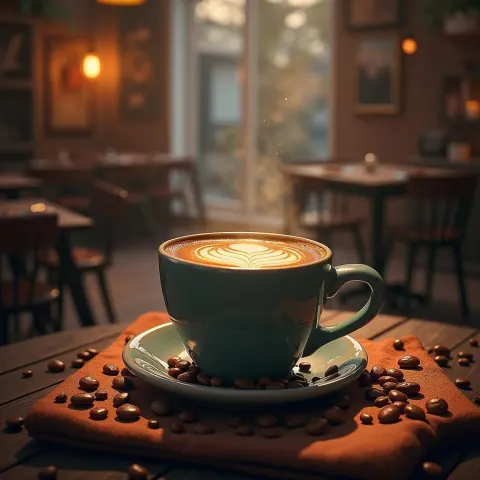 Rich Coffee Scene in Digital Matte Painting