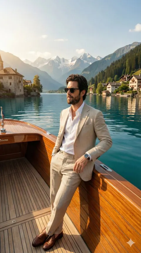 Elegant Gentleman on Alpine Lake