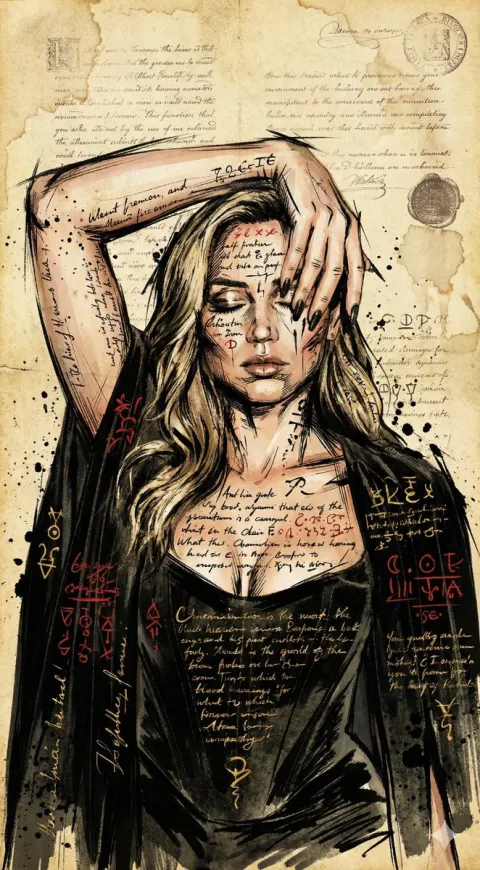 Ink Portrait: Hidden Symbols Art