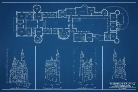 Orthogonal Blueprint Floor Plan