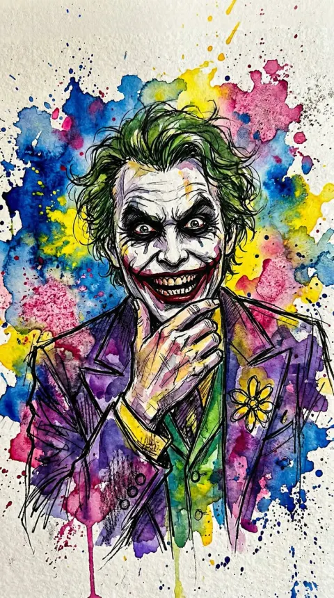 Joker Watercolor Art Portrait