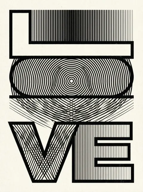 LOVE Moiré Optical Illusion Art