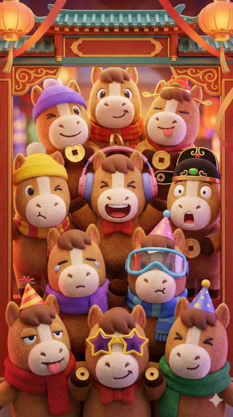 Cute Plush Ponies Festive Archway