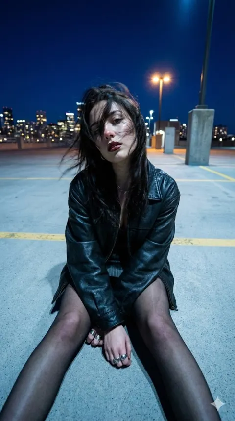 Midnight Rooftop Cool Girl