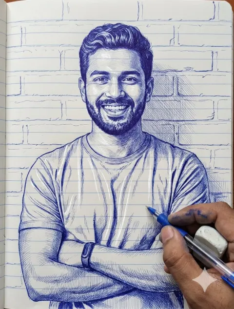 Ink Sketch Portrait Drawing Tutorial