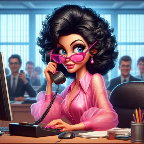 Sassy Secretary Character in Busy Office