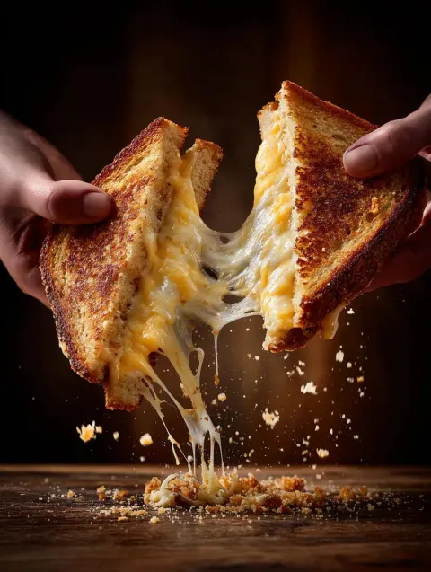 Cinematic Grilled Cheese Pull Shot