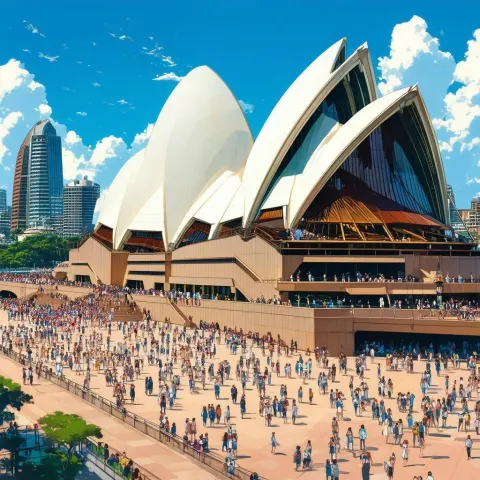 Sydney Opera House in Lively Anime Color