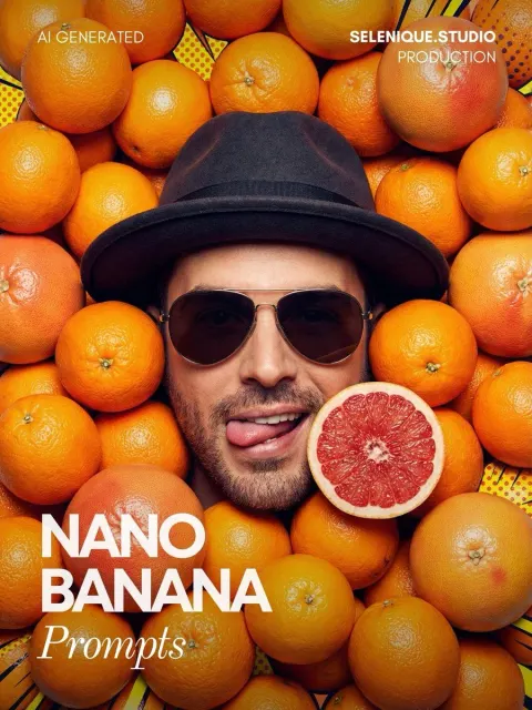 Surreal Citrus Fashion Editorial Portrait
