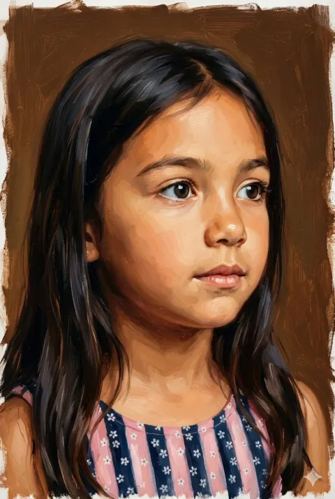 Classical Oil Portrait of Young Girl