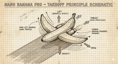 Aircraft Takeoff Hand-Drawn Schematic