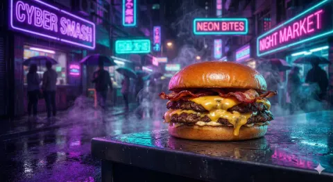 Neon Street Food Temptation