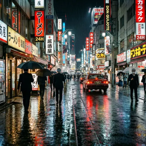 Tokyo Neon Night Streets