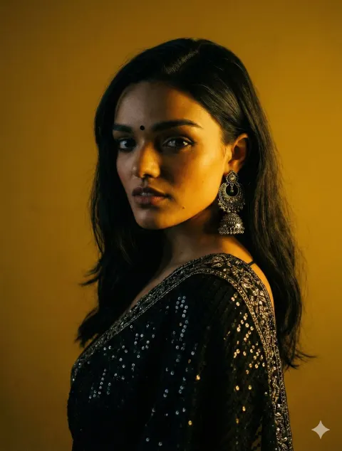 Cinematic Sari Portrait in Golden Light