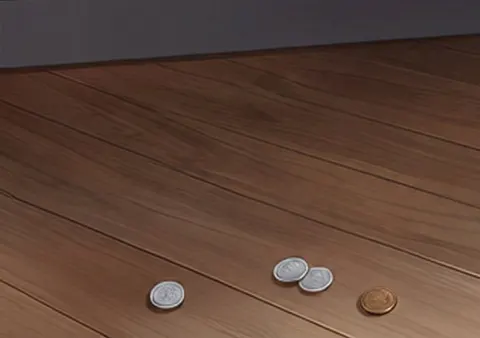 Yen Banknotes Scattered On Hallway Floor