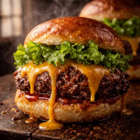 Juicy Cheeseburger Macro Food Photography