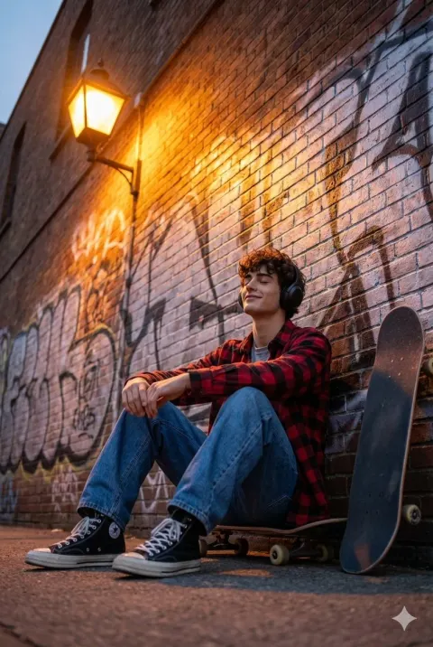 Skater's Golden Hour Solitude