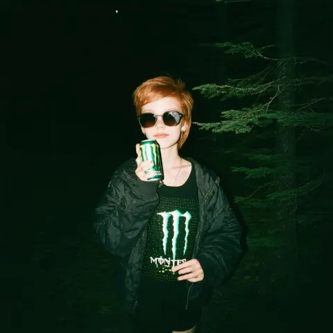 Camera Flash Girl in the Dark Forest