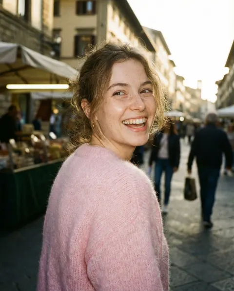 Street Smile Caught in Flash