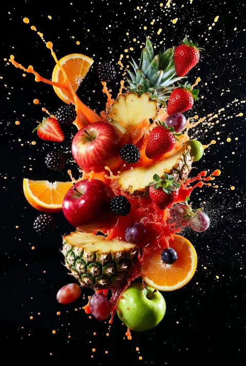 Surreal Splashing Fruit Display