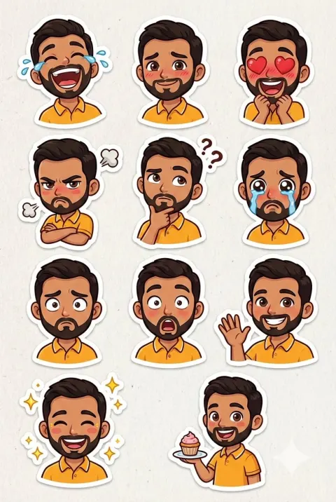 Pixar Style Expression Stickers