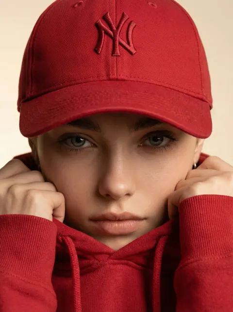 Red Cap Beauty Close-Up Portrait