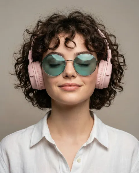 Fashionable Woman Music Portrait