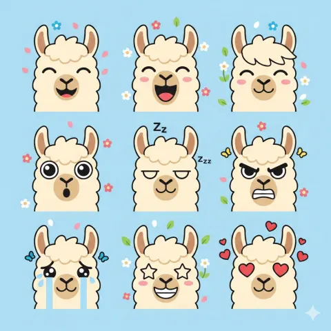 Cute Alpaca Face Emoji