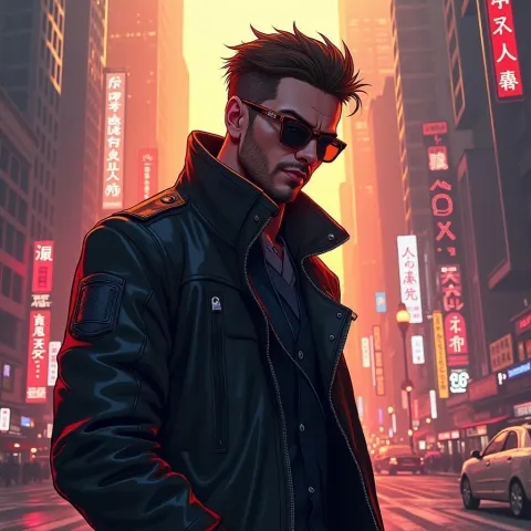 Adam Jensen in Ralph McQuarrie Style Cityscape