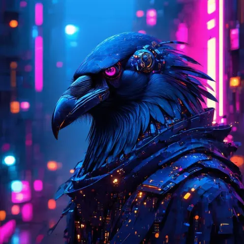 Raven Techno Wizard Wired With Glowing Circuits