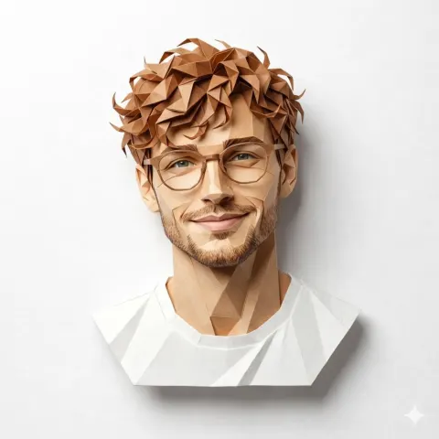 Paper Sculpture Youth Portrait Art