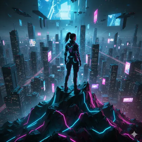 Neon Cyberpunk Girl Summit