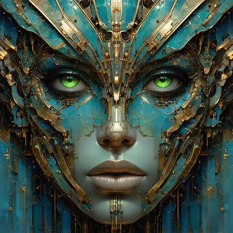 Sheeva Machine Portrait in Mucha Art Nouveau