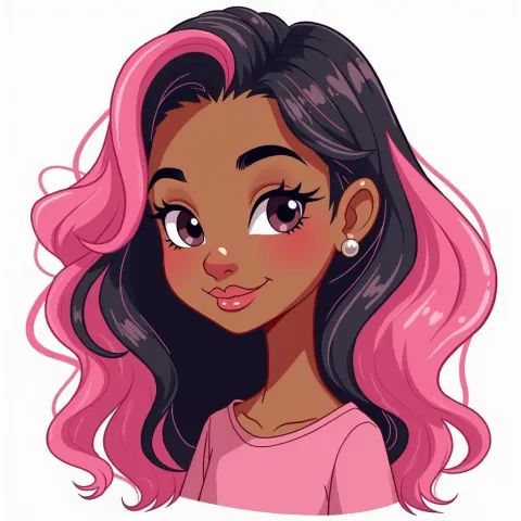 Aurora Haired Girl in Pink Whiteboard Portrait