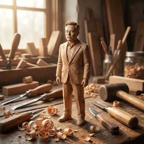 Hand-Carved Wooden Miniature Figure