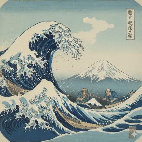Hokusai Style Woodblock Print