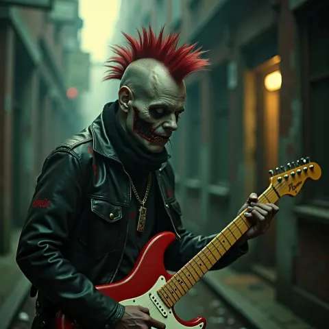 Zombie Punk Shredding a Stratocaster in Grit