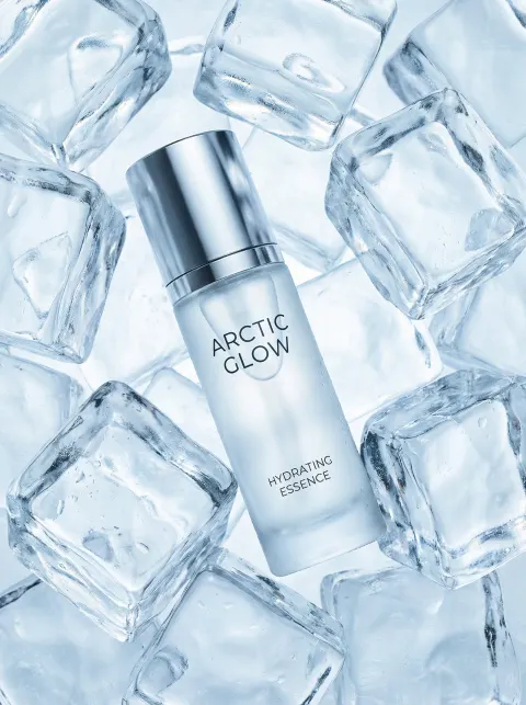 Ice-Encased Luxury Skincare Suspended