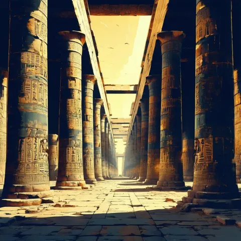 Karnak Hypostyle Hall in Dramatic Manga Shadows