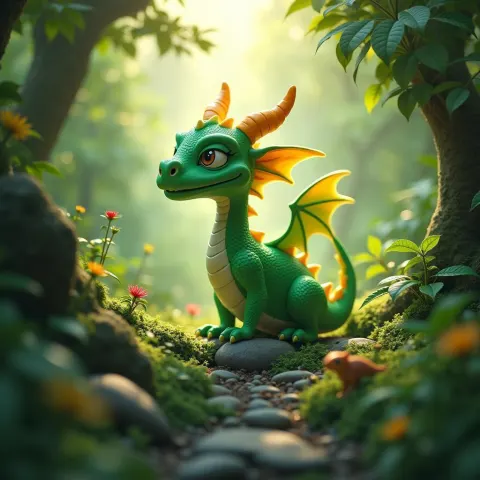 Claymation Crystal Dragon in Jade Jungle